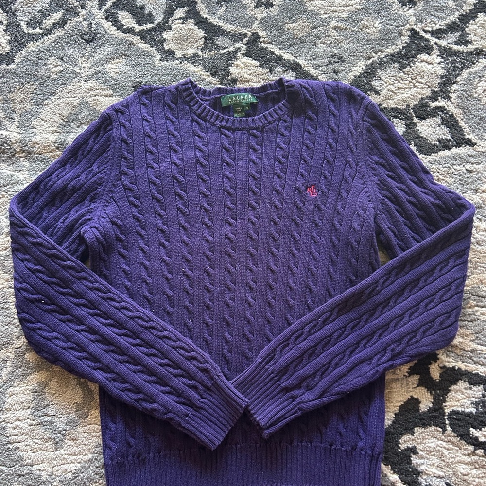 Ralph Lauren Purple Cable Knit Sweater